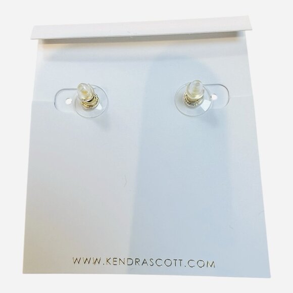 Kendra Scott Ellie Gold Stud Earrings in Cobalt Blue Cats Eye NEW - Picture 3 of 3